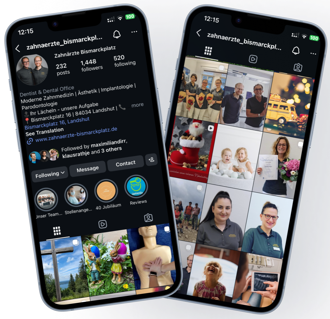 Mockup Instagram-Profil von eine Zahnartzpraxis